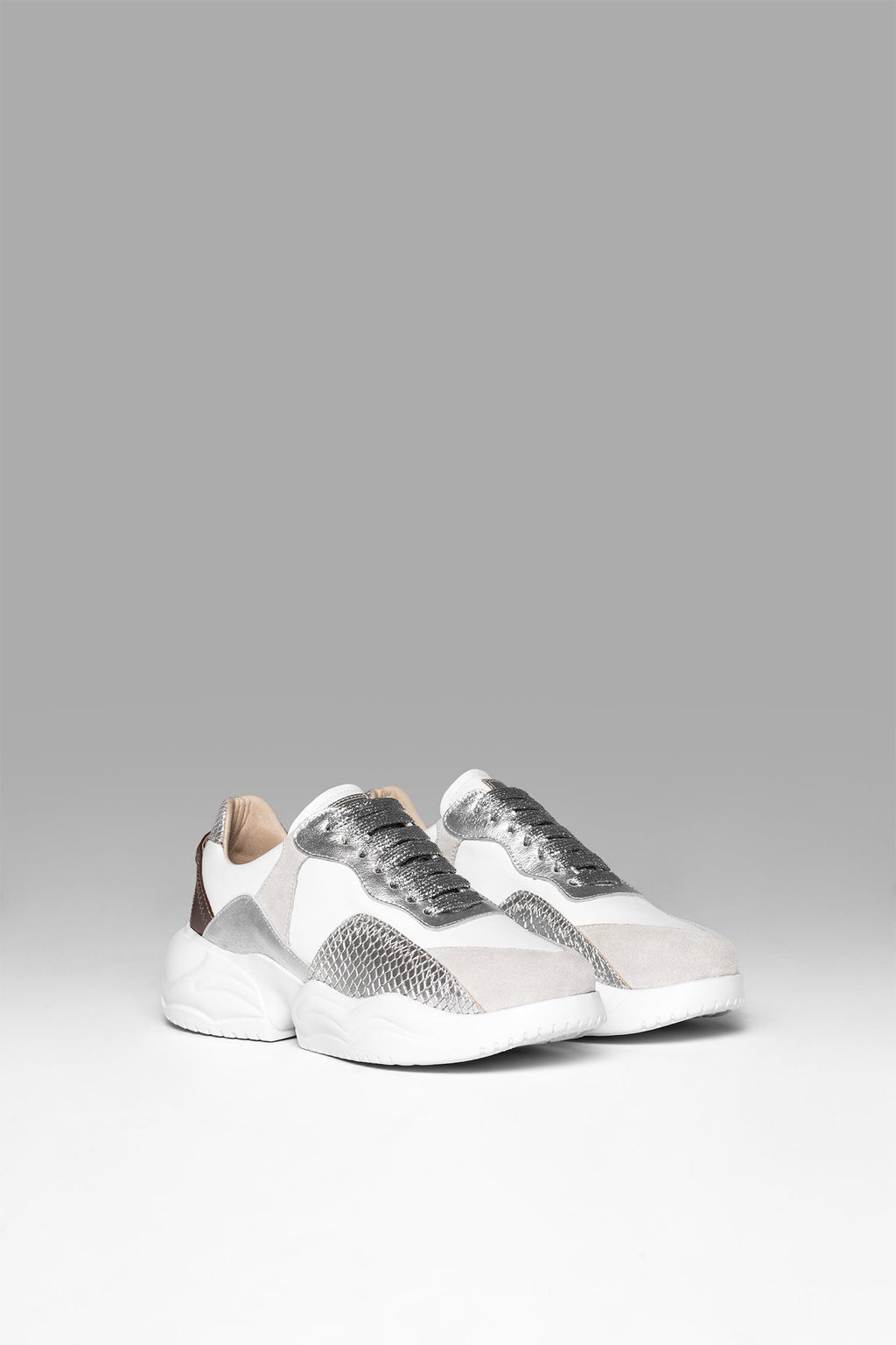Sneakers Gem Flow White Gray Silver Peltre Metalized