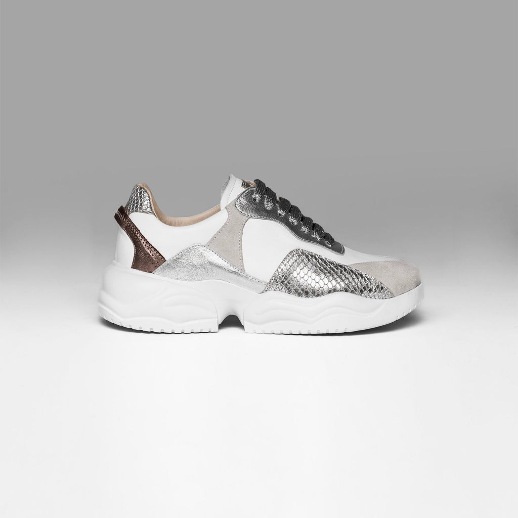 Sneakers Gem Flow White Gray Silver Peltre Metalized